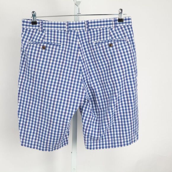 Brooks Brothers Shorts Mens W35 Blue Gingham Plaid Flat Front - Picture 2 of 10